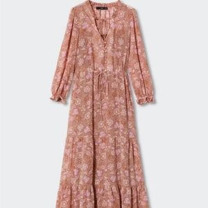 Mango Paisley Floral Pink Maxi Dress Size 4